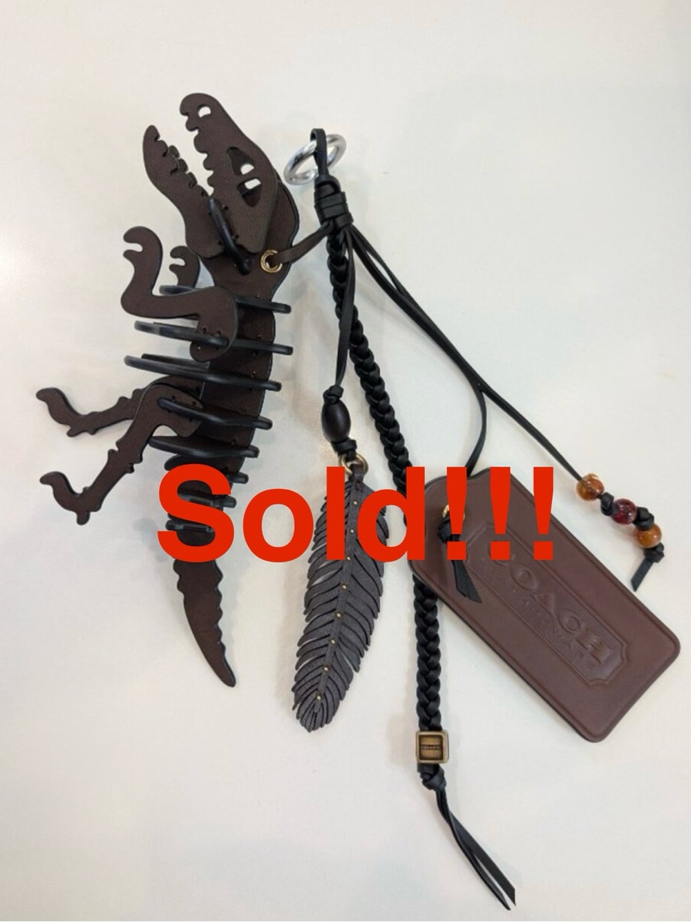 Coach Dark Brown Leather REXY Charm with XL Tag off of rogue 40.